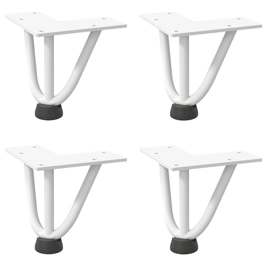 Pernas de grampo para mesa de centro 4 peças, branco, 10 cm, aço maciço