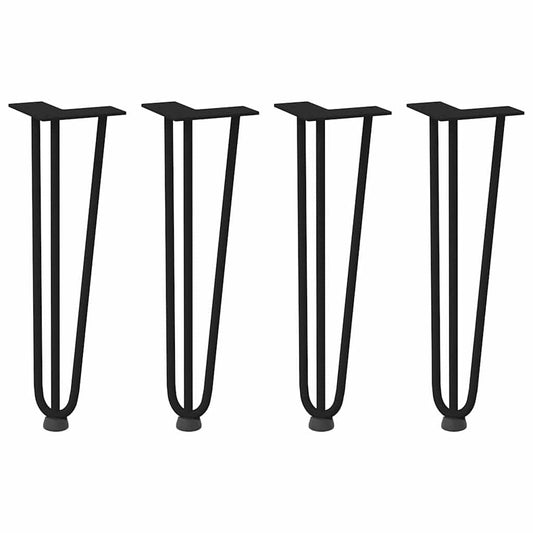 Pernas de grampo para mesa de centro 4 peças pretas 42 cm aço maciço