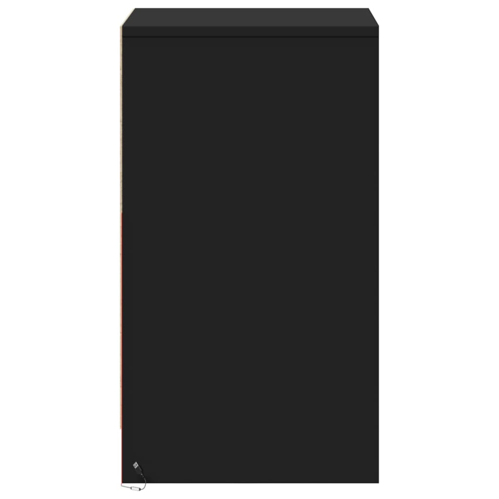 Mesa de cabeceira com luzes LED derivados de madeira preto