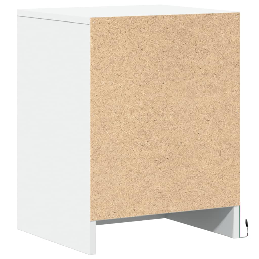 Mesa de cabeceira com luzes LED derivados de madeira branco