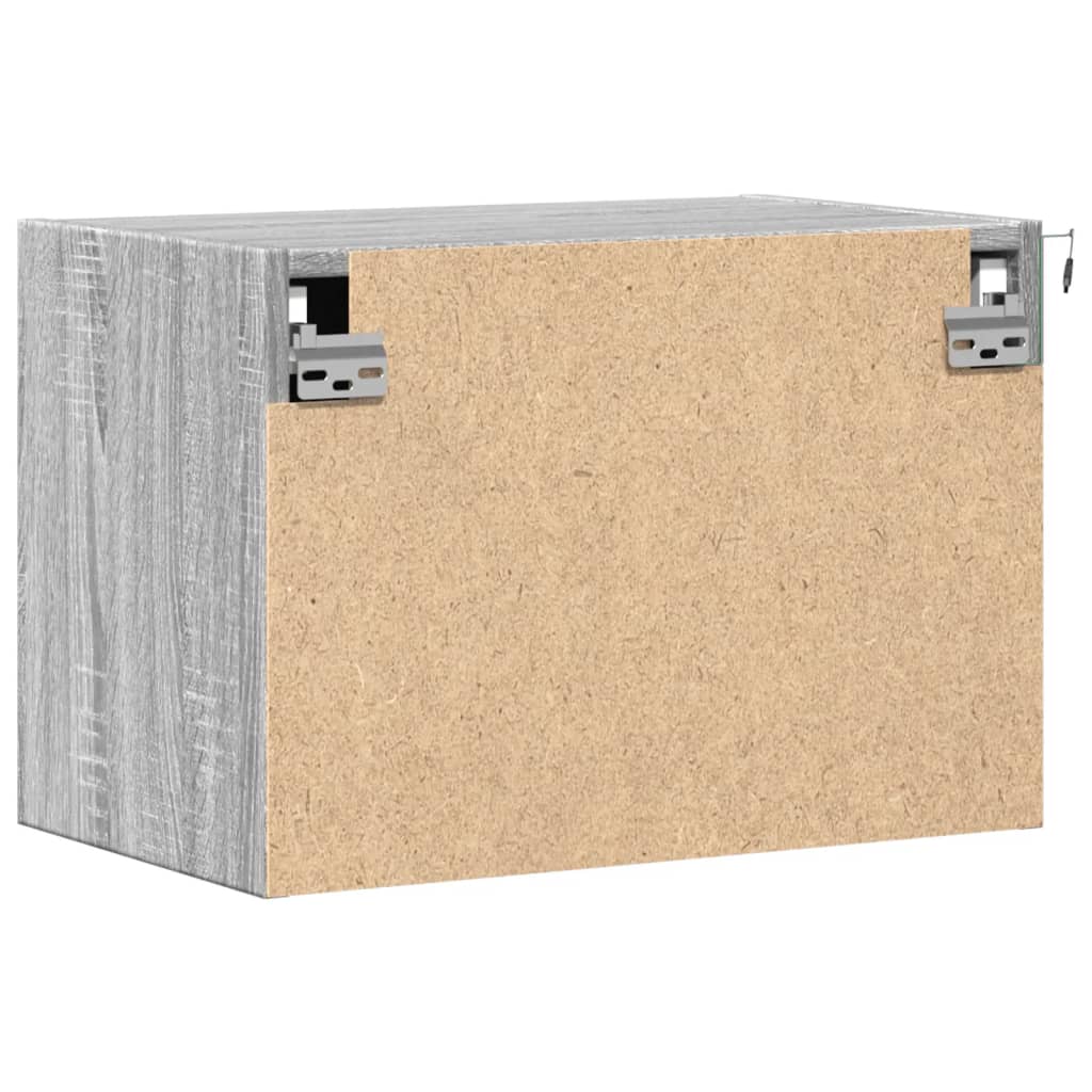 Mesas de cabeceira de parede com luzes LED 2pcs cinzento sonoma