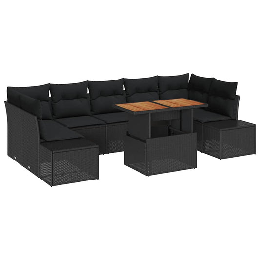 Conjunto de Jantar para Jardim Manual 8 pcs Preto e Marrom