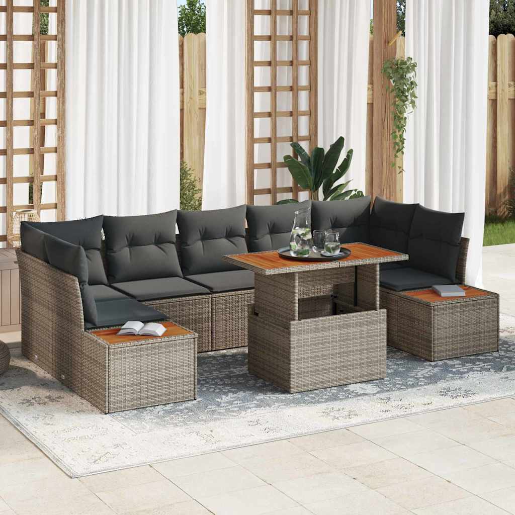 Conjunto de Jantar para Jardim Manual 8 pcs Cinza e Marrom