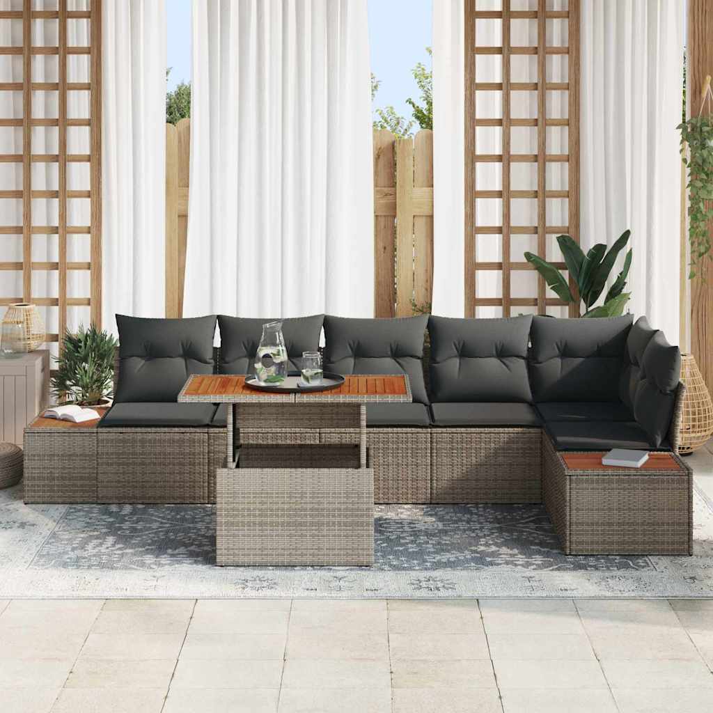 Conjunto de Jantar para Jardim Manual 7 pcs Cinza e Marrom