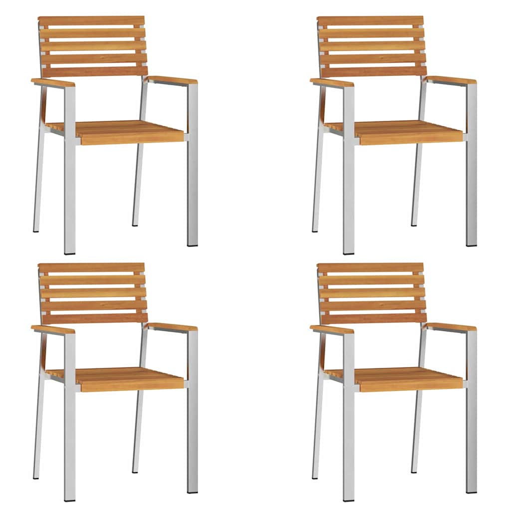 Cadeira de Jardim 4 pcs Castanho Madeira de acácia maciça
