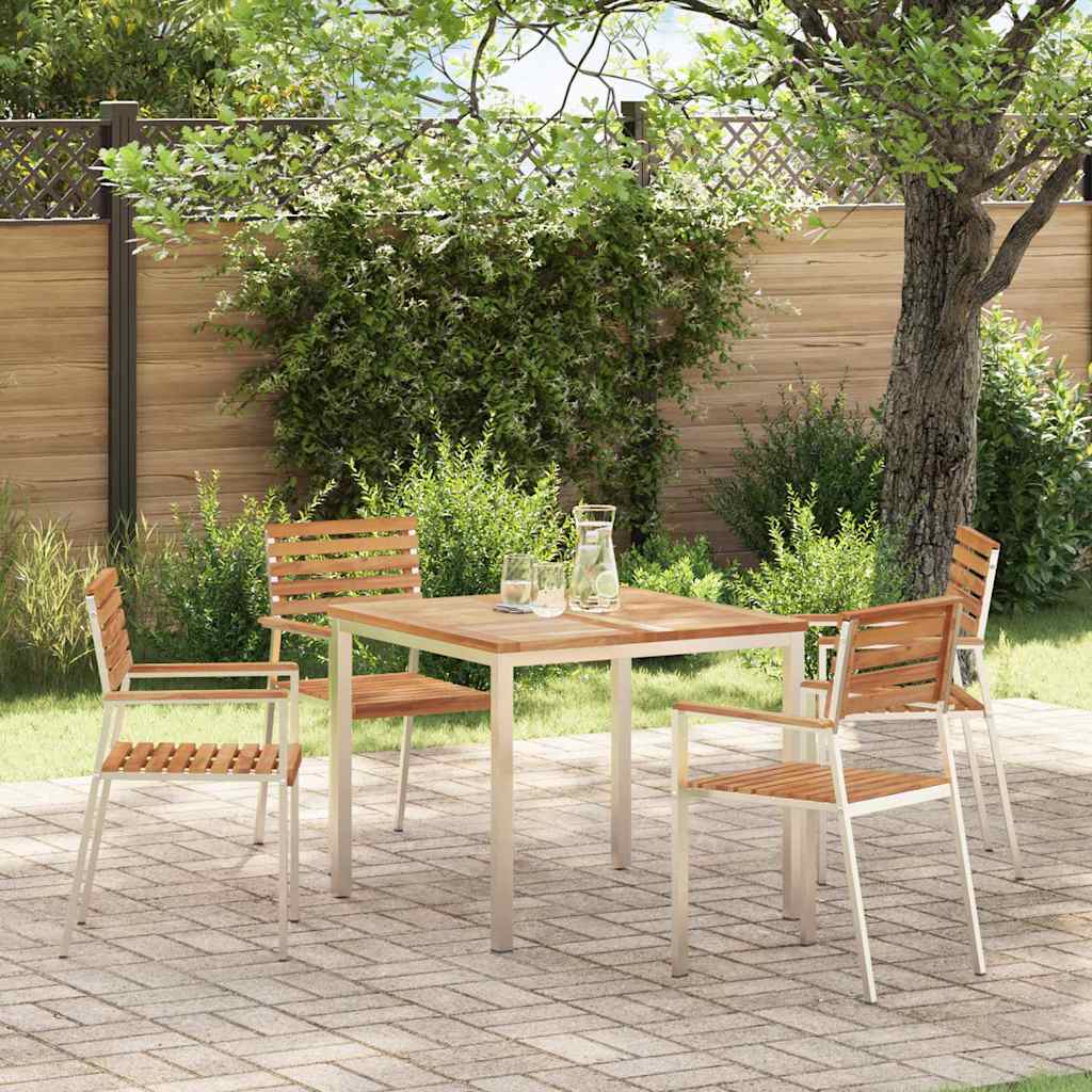 Cadeira de Jardim 4 pcs Castanho Madeira de teca maciça