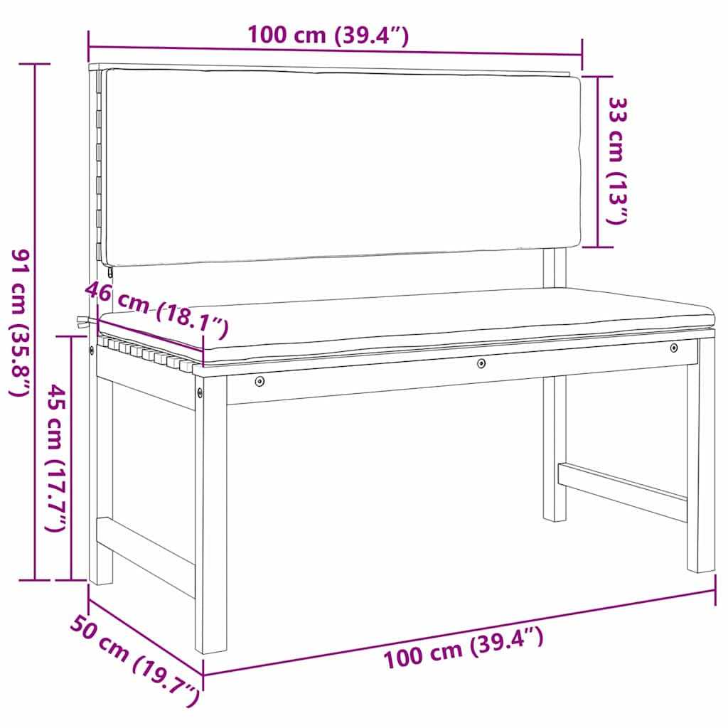 Banco de jardim Castanho 100 x 50 x 91cm