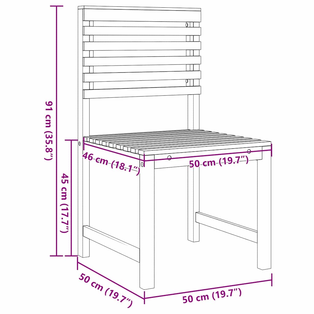 Cadeira de Jardim 2 pcs Castanho 50 x 50 x 91cm