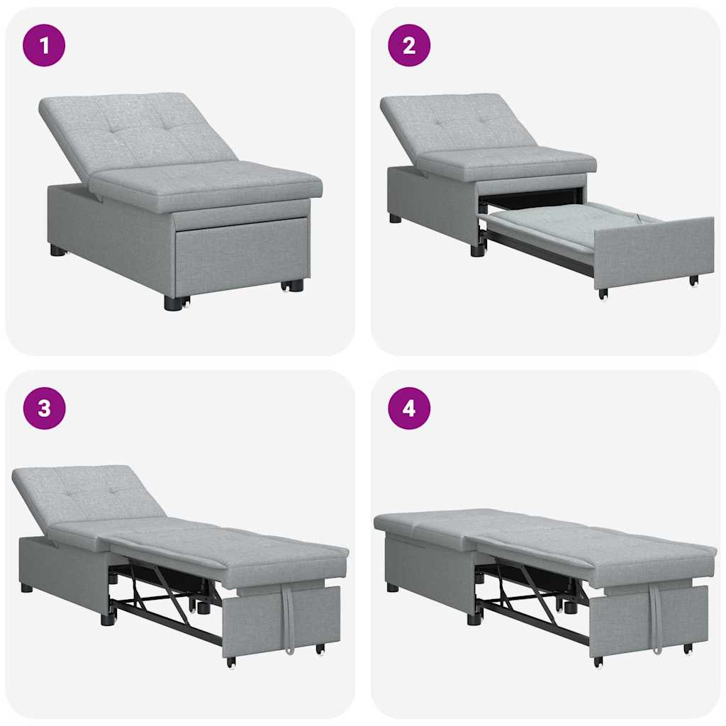 Sofá-Cama Cinzento-claro 194 x 67 x 37 cm tecido