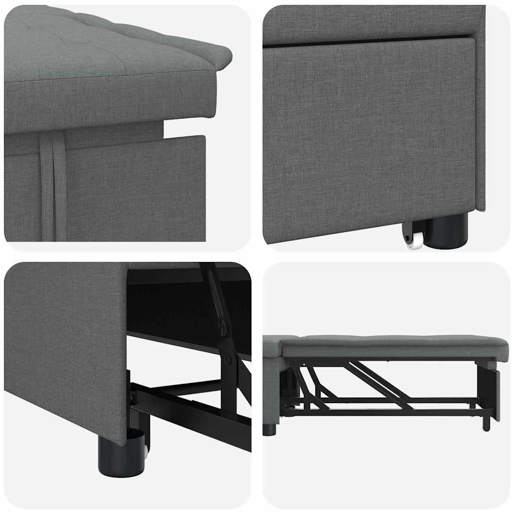 Sofá-Cama Cinzento escuro 194 x 67 x 37 cm tecido