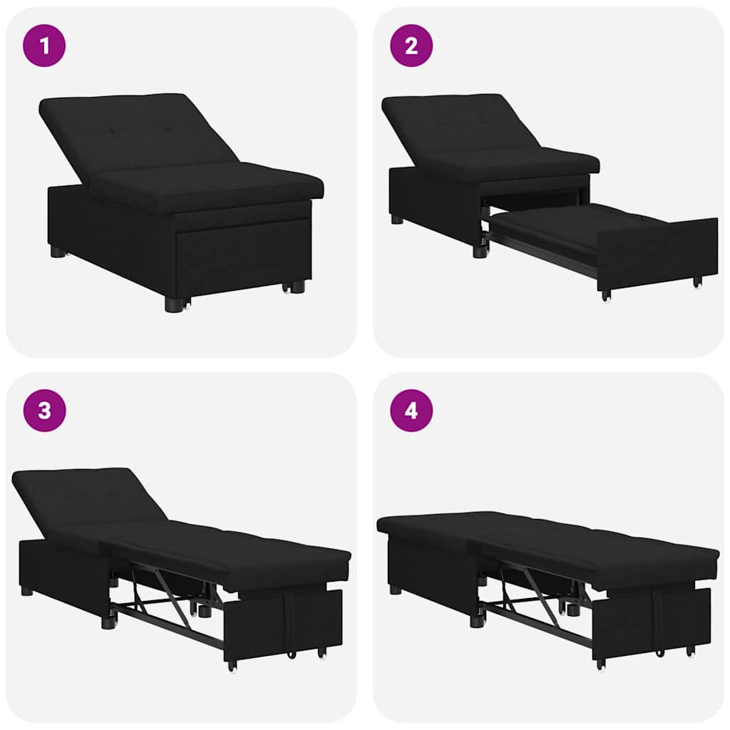 Sofá-Cama Preto 194 x 67 x 37 cm tecido