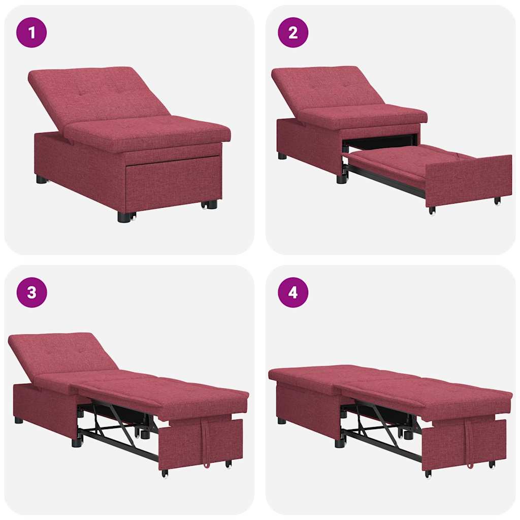 Sofá-Cama Vermelho 194 x 67 x 37 cm tecido