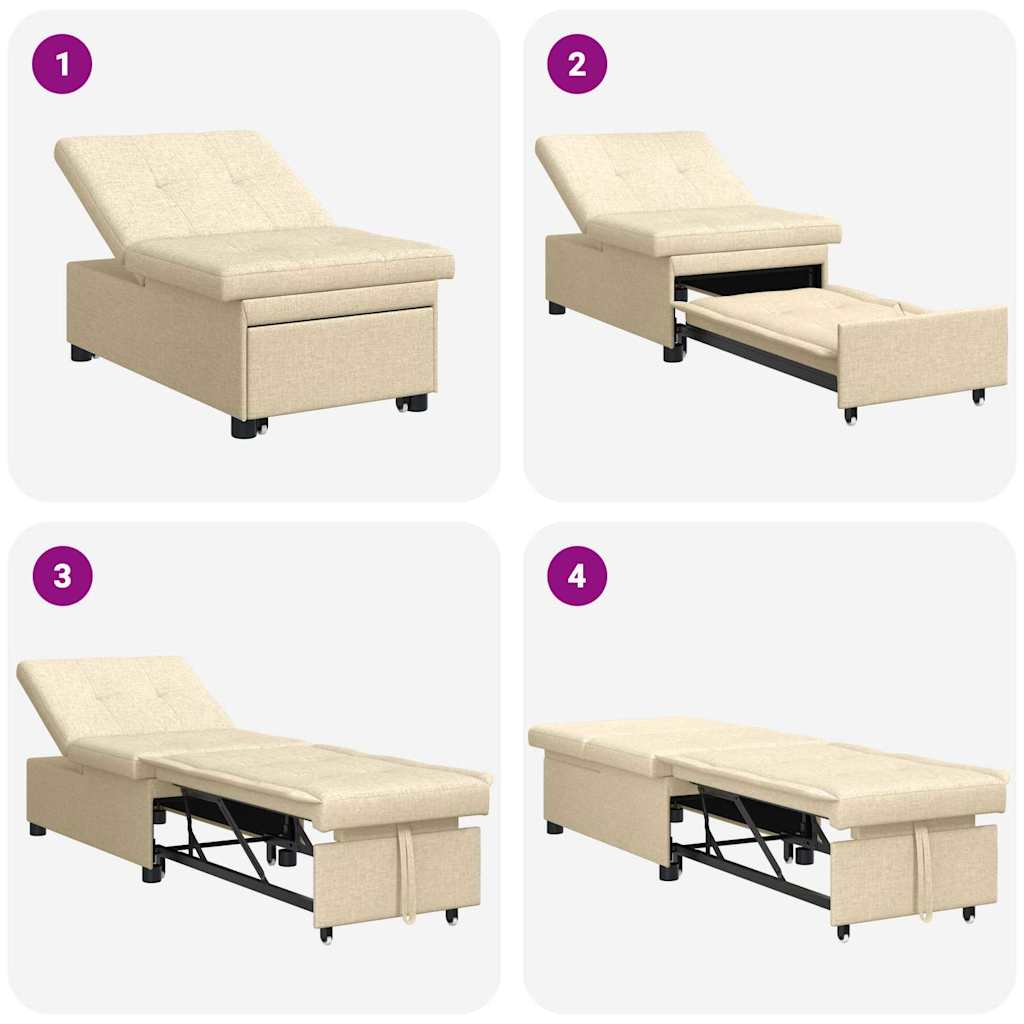 Sofá-Cama Creme 194 x 67 x 37 cm tecido