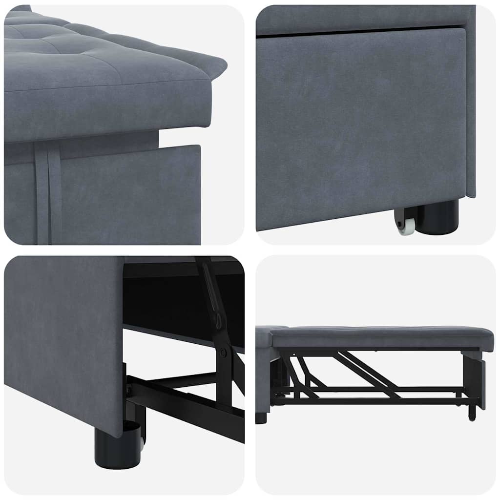 Sofá-Cama Cinzento escuro 67 x 194 x 38 cm Veludo