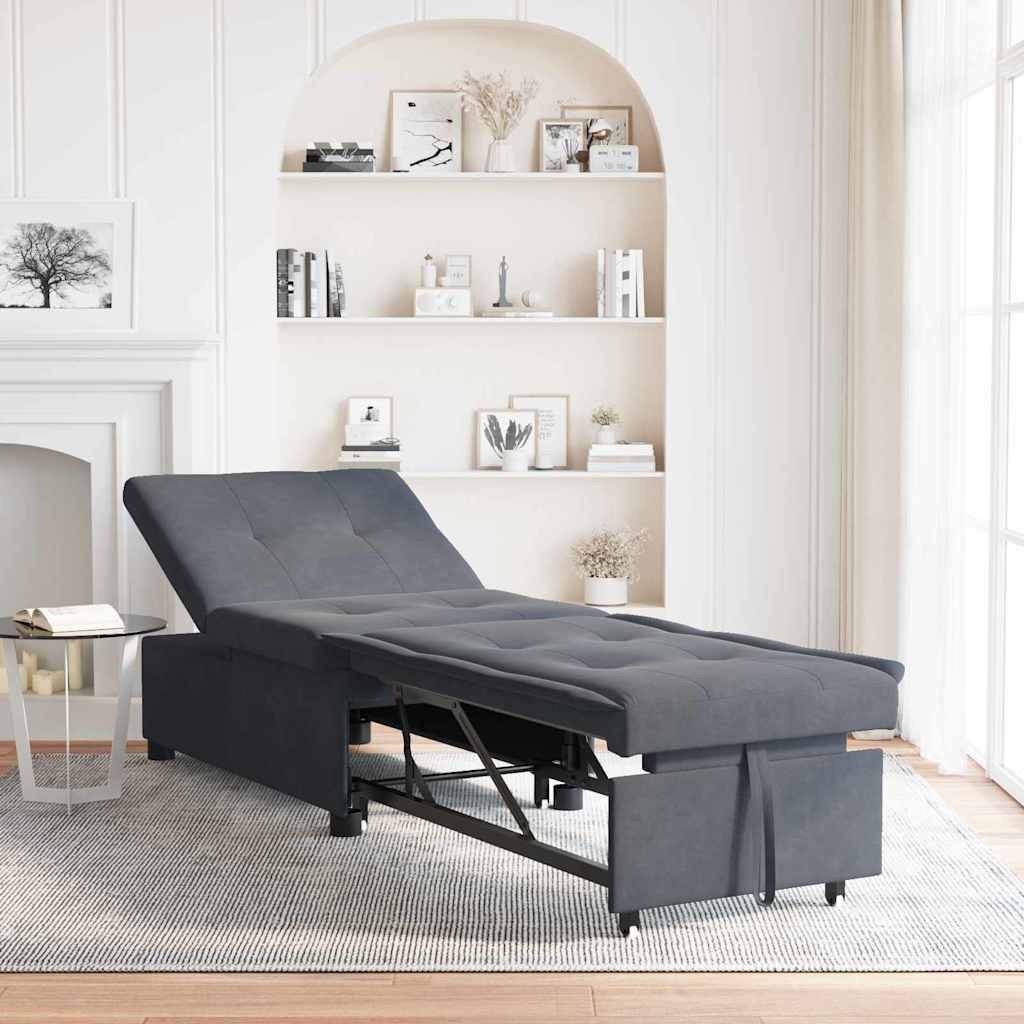 Sofá-Cama Cinzento escuro 67 x 194 x 38 cm Veludo