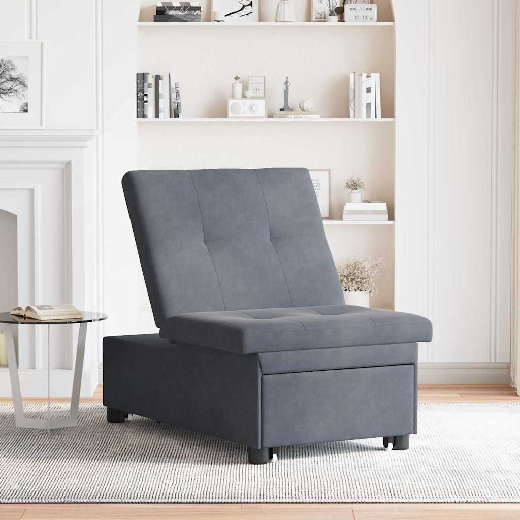 Sofá-Cama Cinzento escuro 67 x 194 x 38 cm Veludo