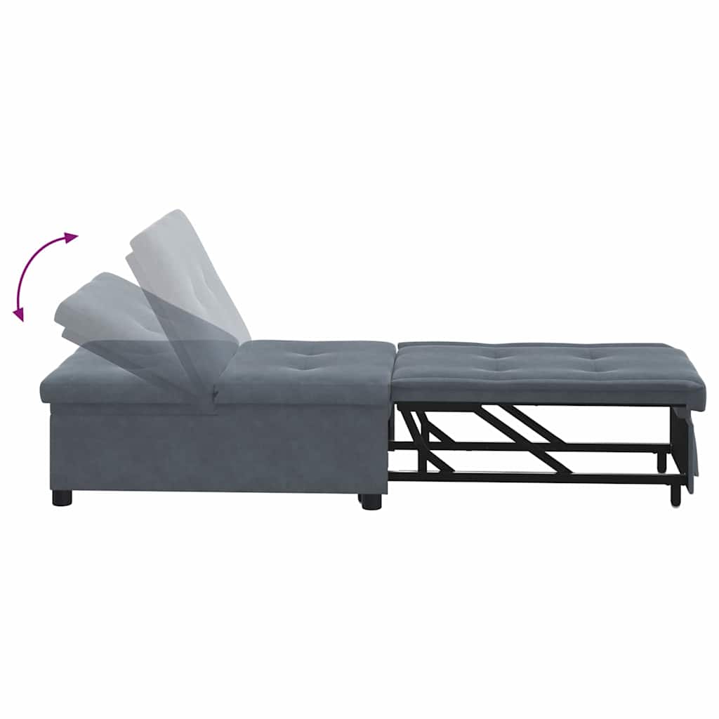 Sofá-Cama Cinzento escuro 67 x 194 x 38 cm Veludo