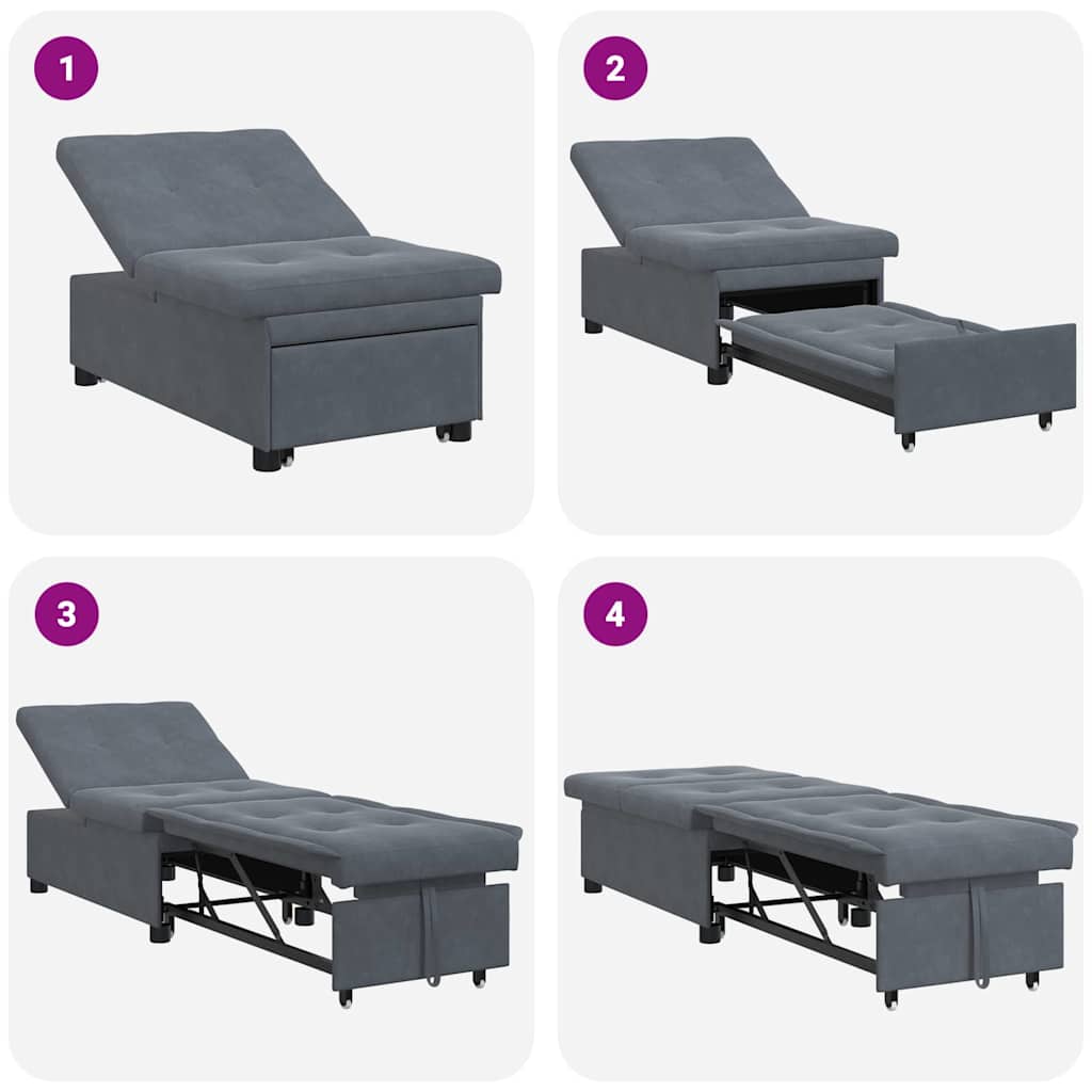 Sofá-Cama Cinzento escuro 67 x 194 x 38 cm Veludo