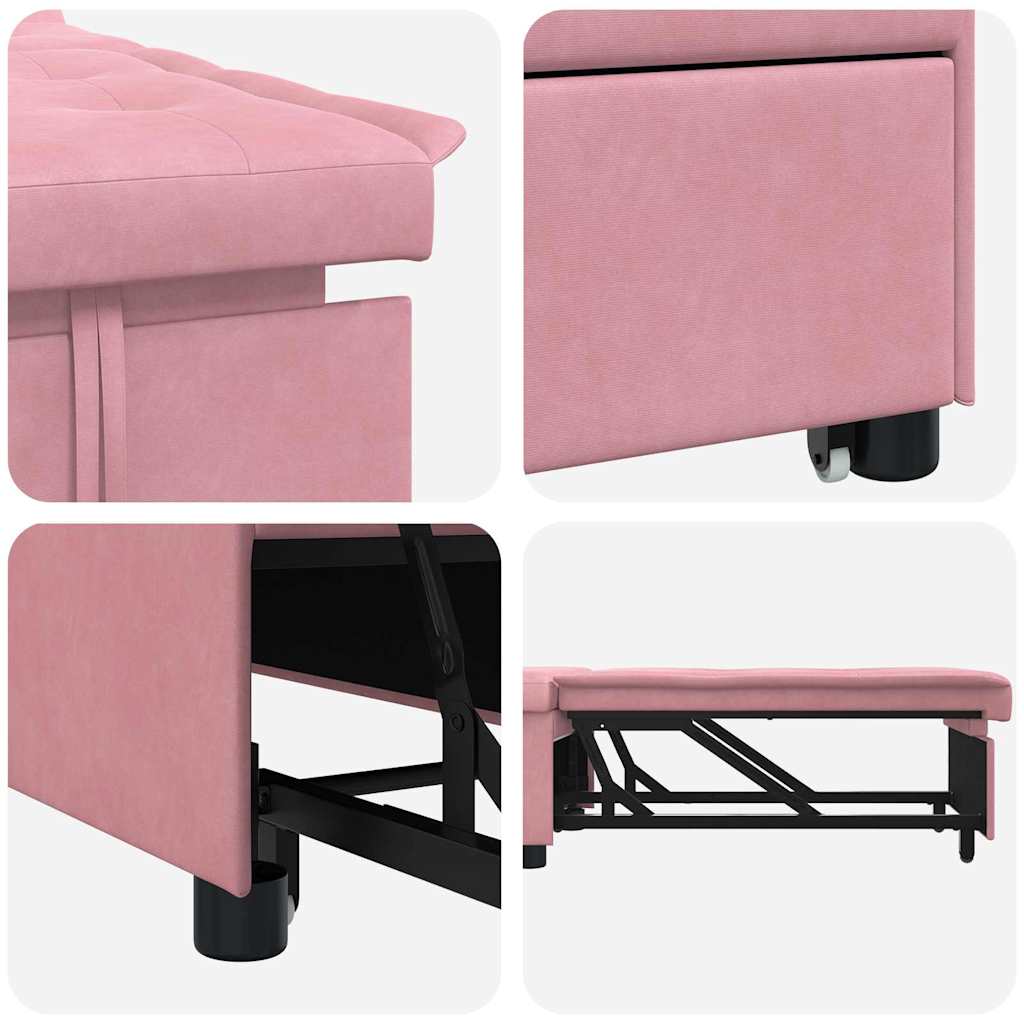 Sofá-Cama Rosa 67 x 194 x 38 cm Veludo
