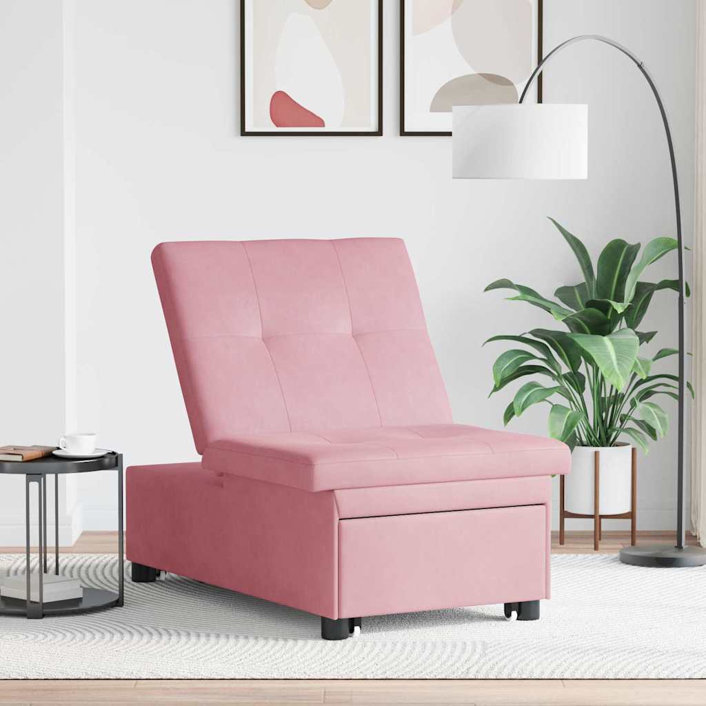 Sofá-Cama Rosa 67 x 194 x 38 cm Veludo