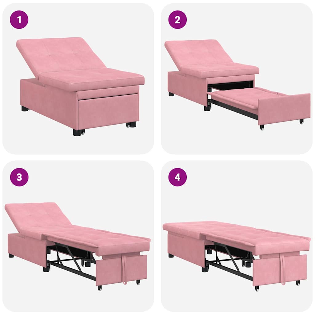 Sofá-Cama Rosa 67 x 194 x 38 cm Veludo