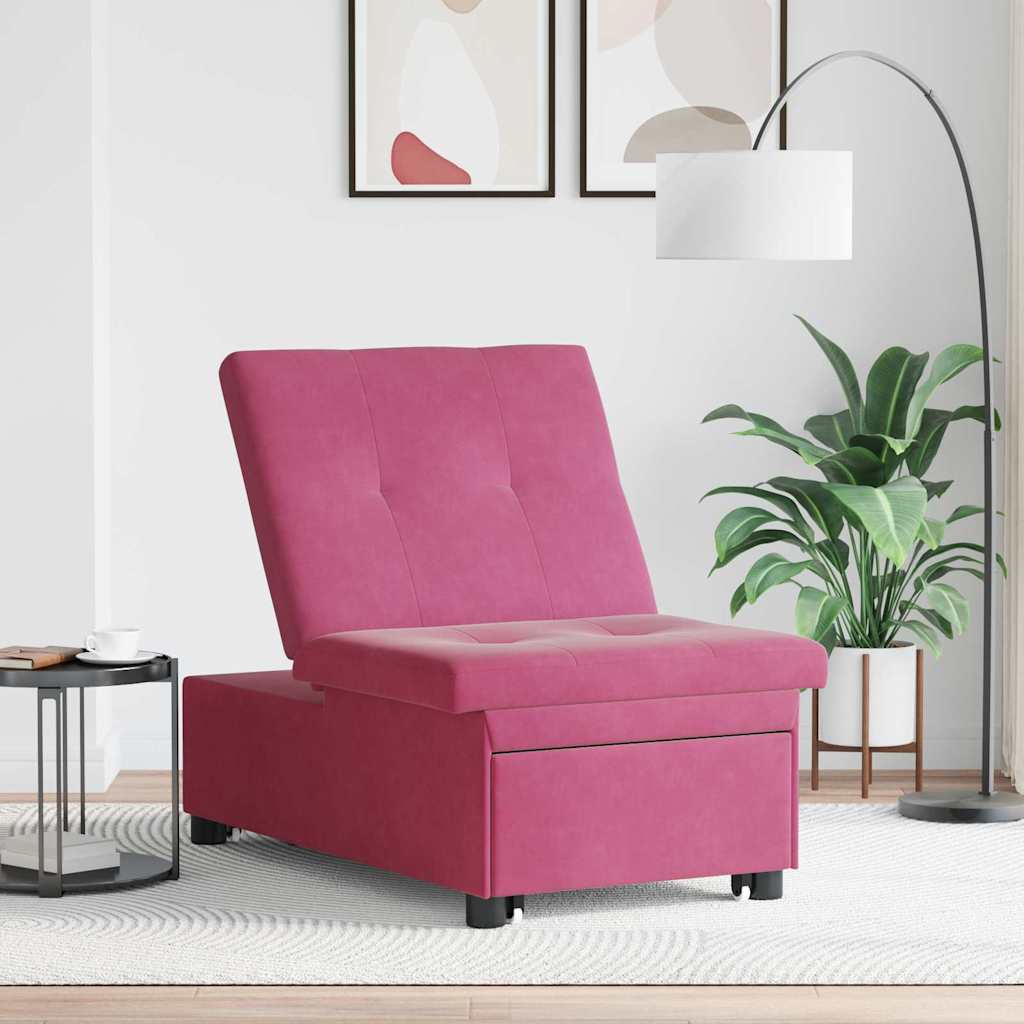 Sofá-Cama vermelho tinto 67 x 194 x 38 cm Veludo