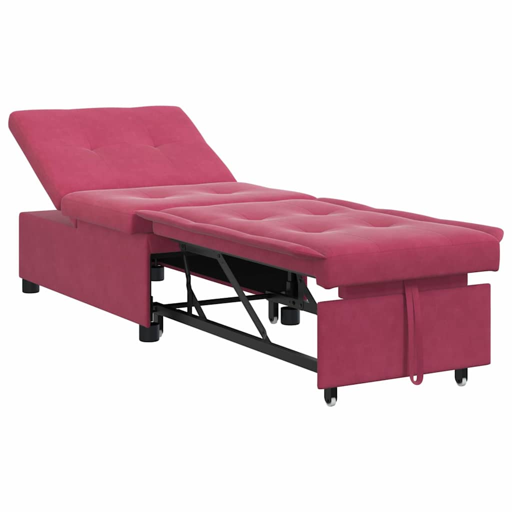 Sofá-Cama vermelho tinto 67 x 194 x 38 cm Veludo