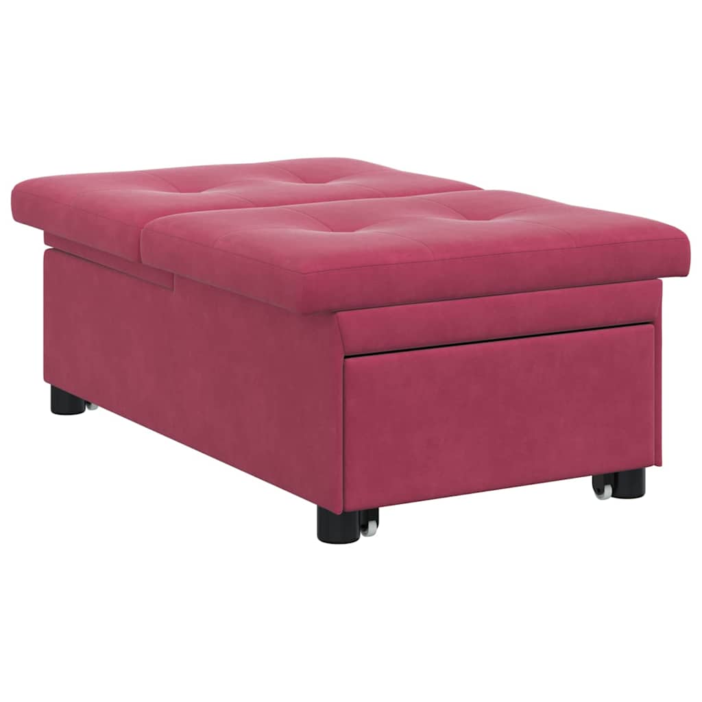 Sofá-Cama vermelho tinto 67 x 194 x 38 cm Veludo