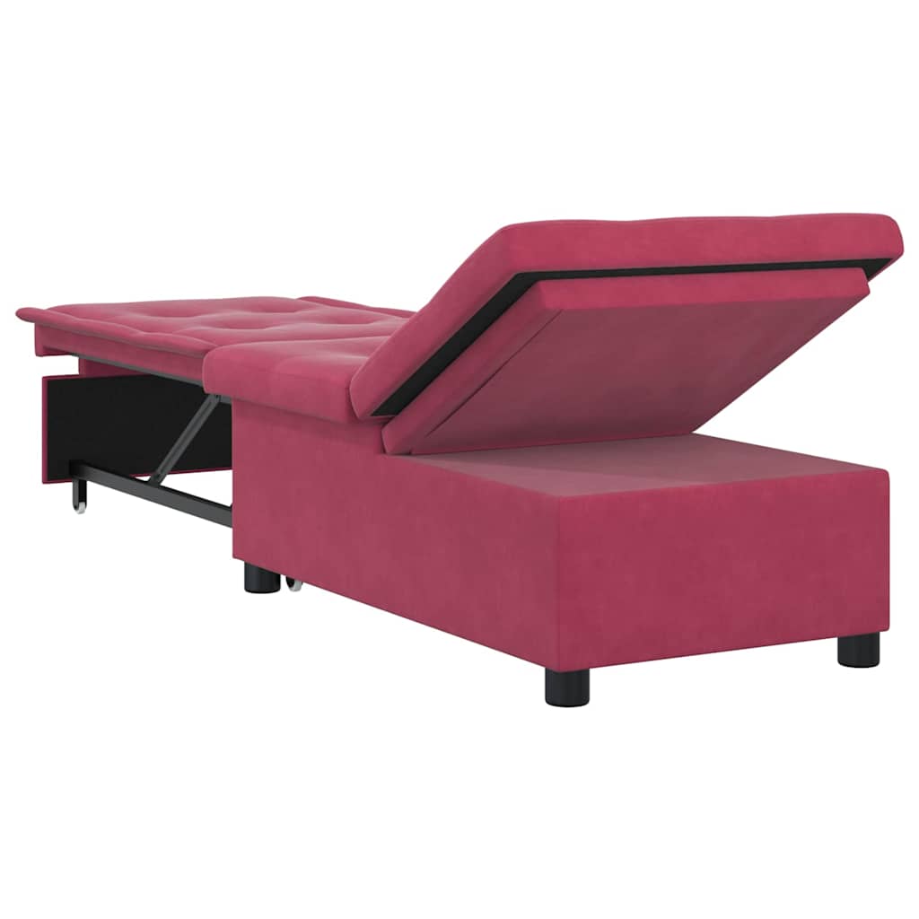 Sofá-Cama vermelho tinto 67 x 194 x 38 cm Veludo