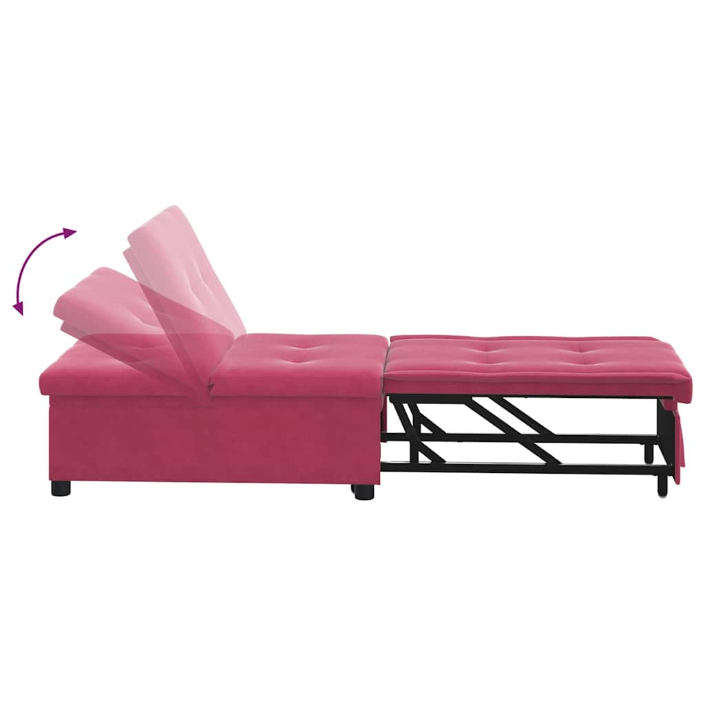 Sofá-Cama vermelho tinto 67 x 194 x 38 cm Veludo