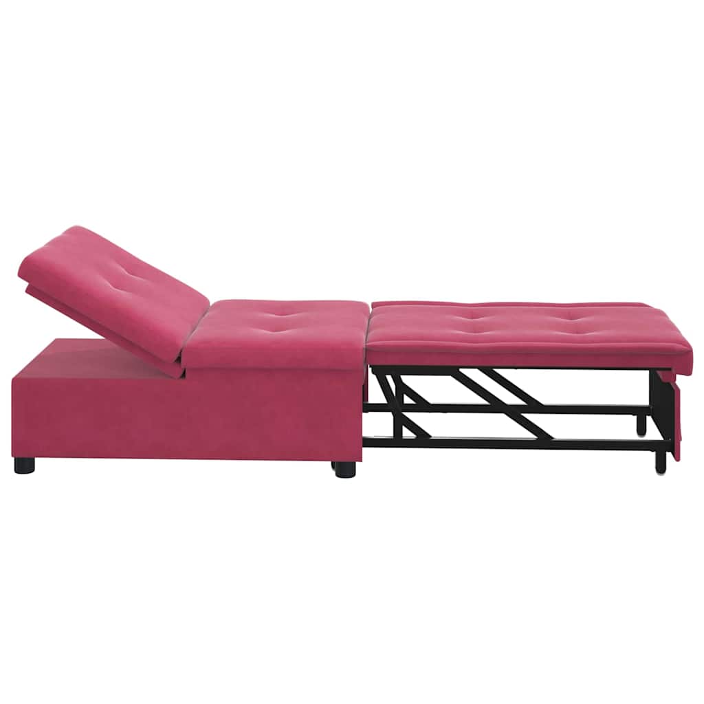 Sofá-Cama vermelho tinto 67 x 194 x 38 cm Veludo