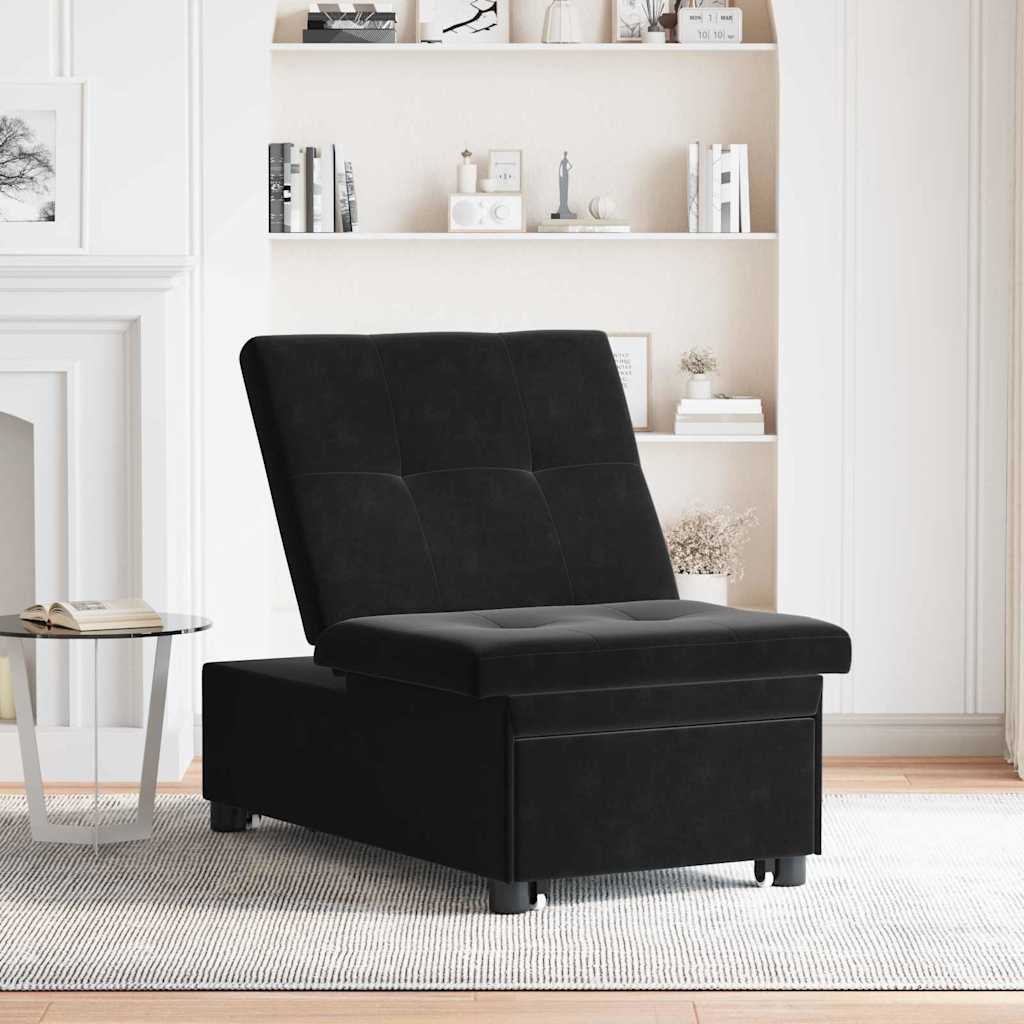 Sofá-Cama Preto 67 x 194 x 38 cm Veludo