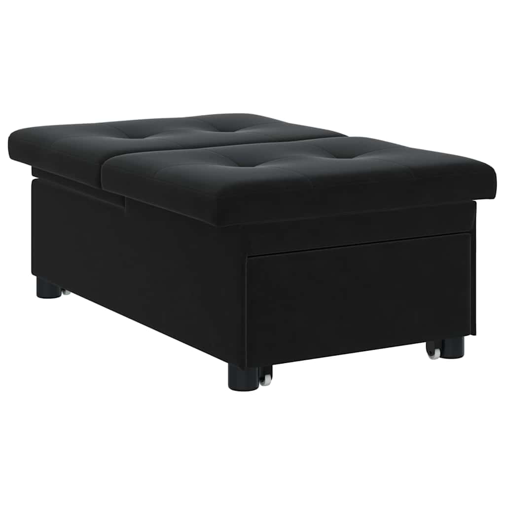 Sofá-Cama Preto 67 x 194 x 38 cm Veludo