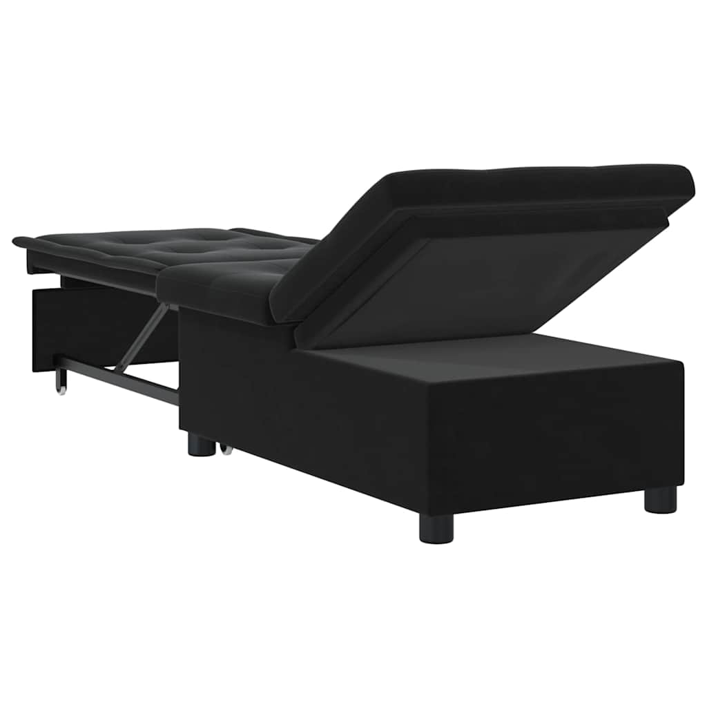 Sofá-Cama Preto 67 x 194 x 38 cm Veludo