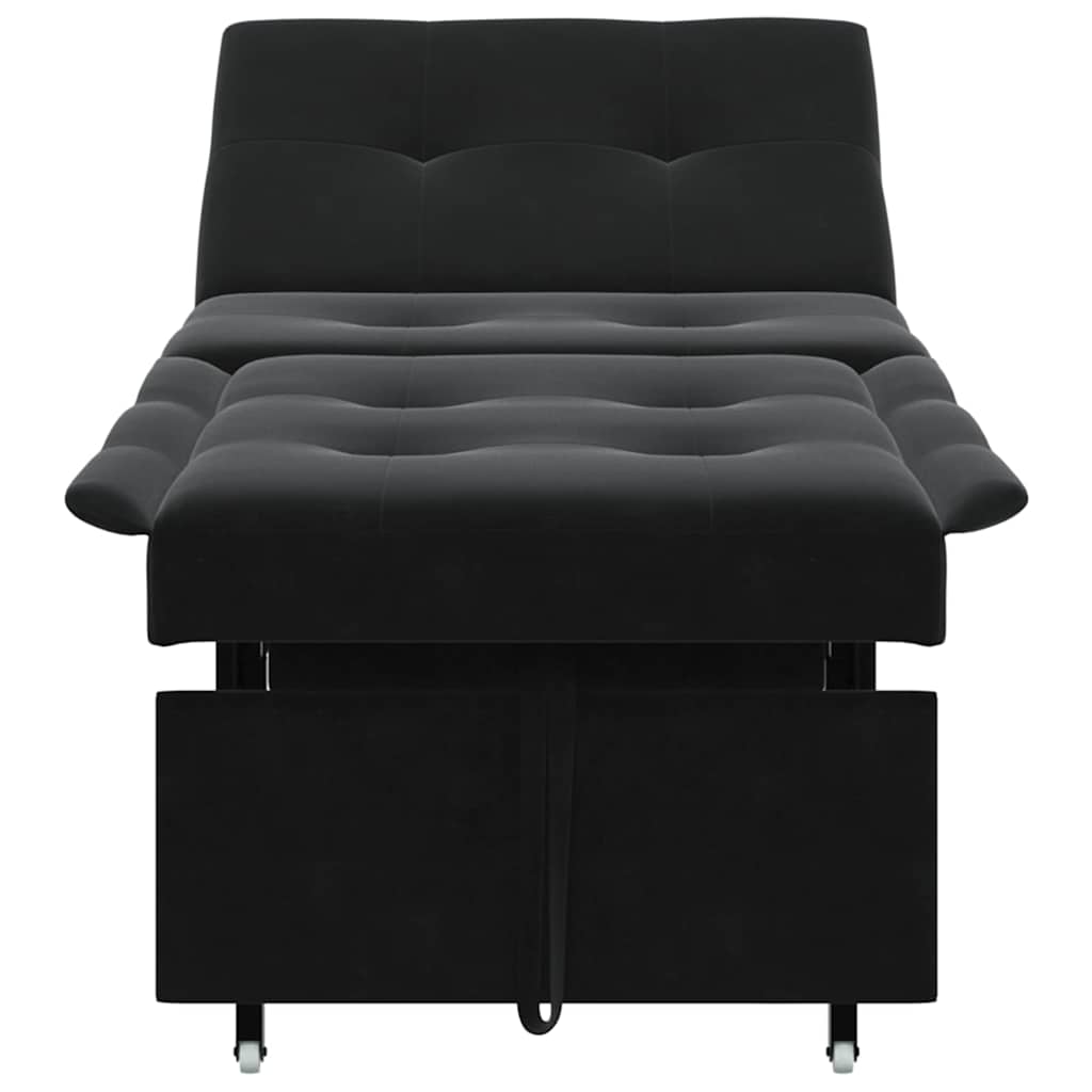 Sofá-Cama Preto 67 x 194 x 38 cm Veludo
