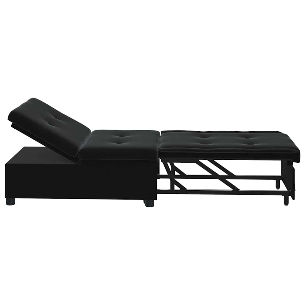 Sofá-Cama Preto 67 x 194 x 38 cm Veludo