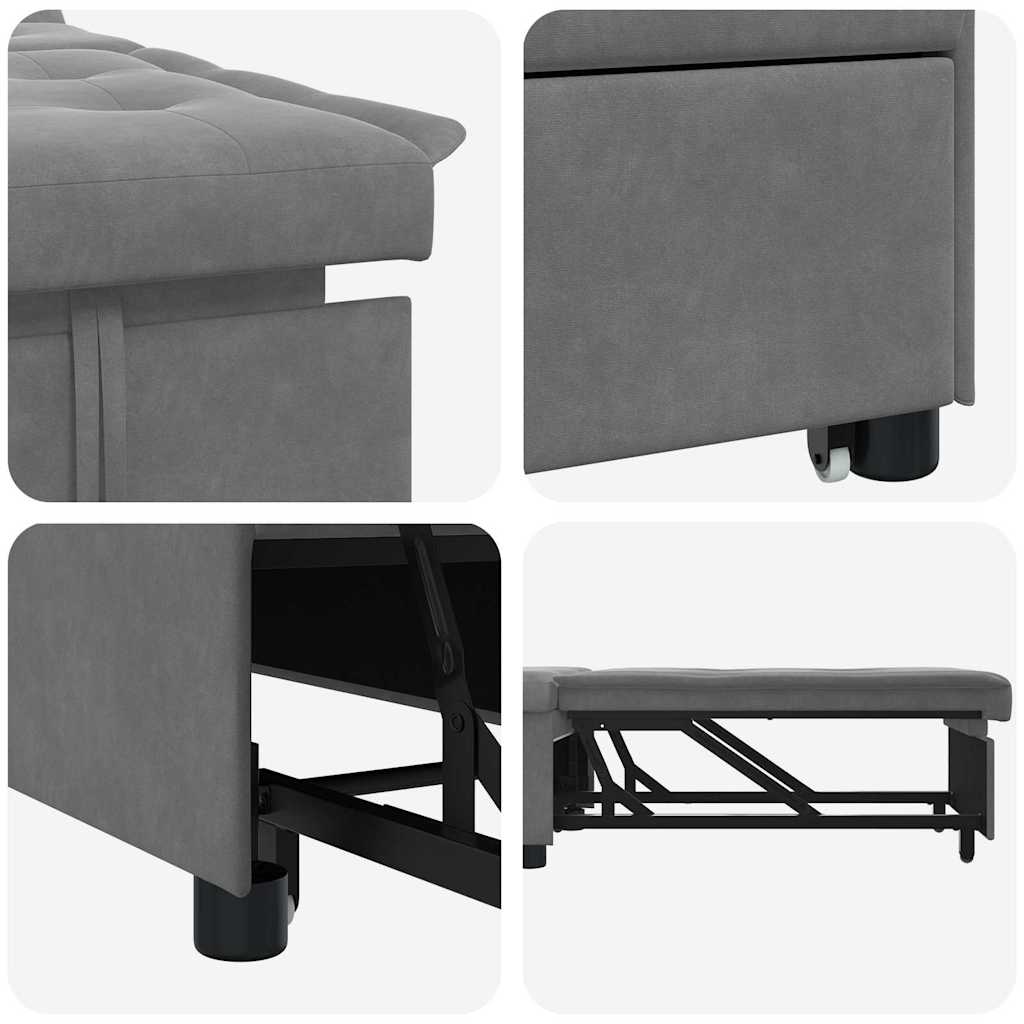 Sofá-Cama Cinza Escuro 67 x 194 x 82 cm