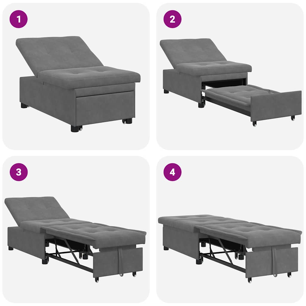 Sofá-Cama Cinza Escuro 67 x 194 x 82 cm