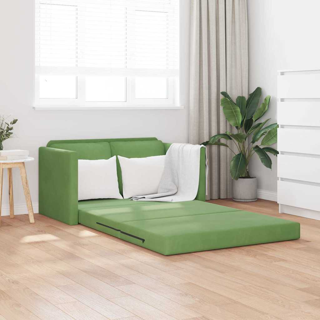 Sofá-Cama com almofada Verde claro 122 x 70 x 60 cm Veludo