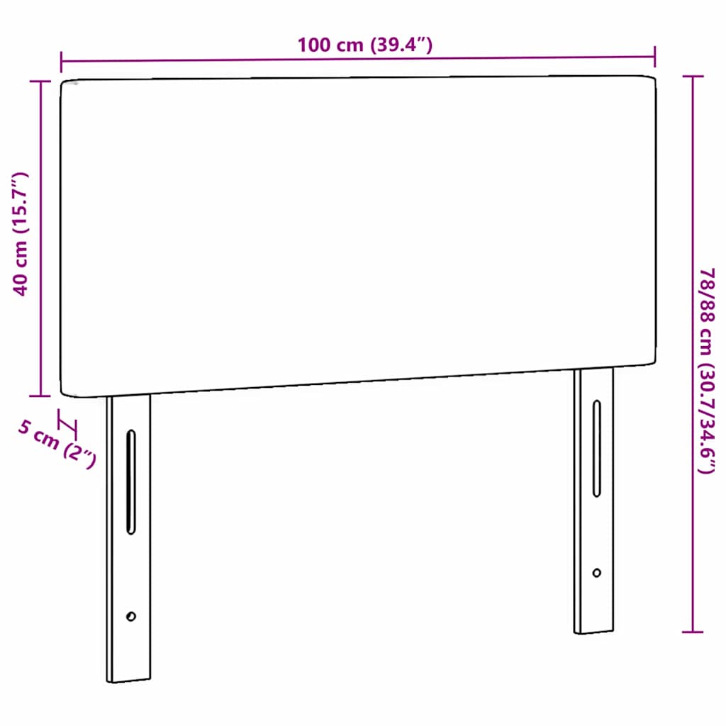 Cabeceira LED com cabeceira Cinzento-claro 100 cm Poliéster