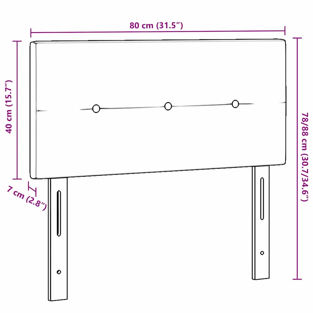 Cabeceira LED com luzes de tira LED Preto 80 cm Poliéster