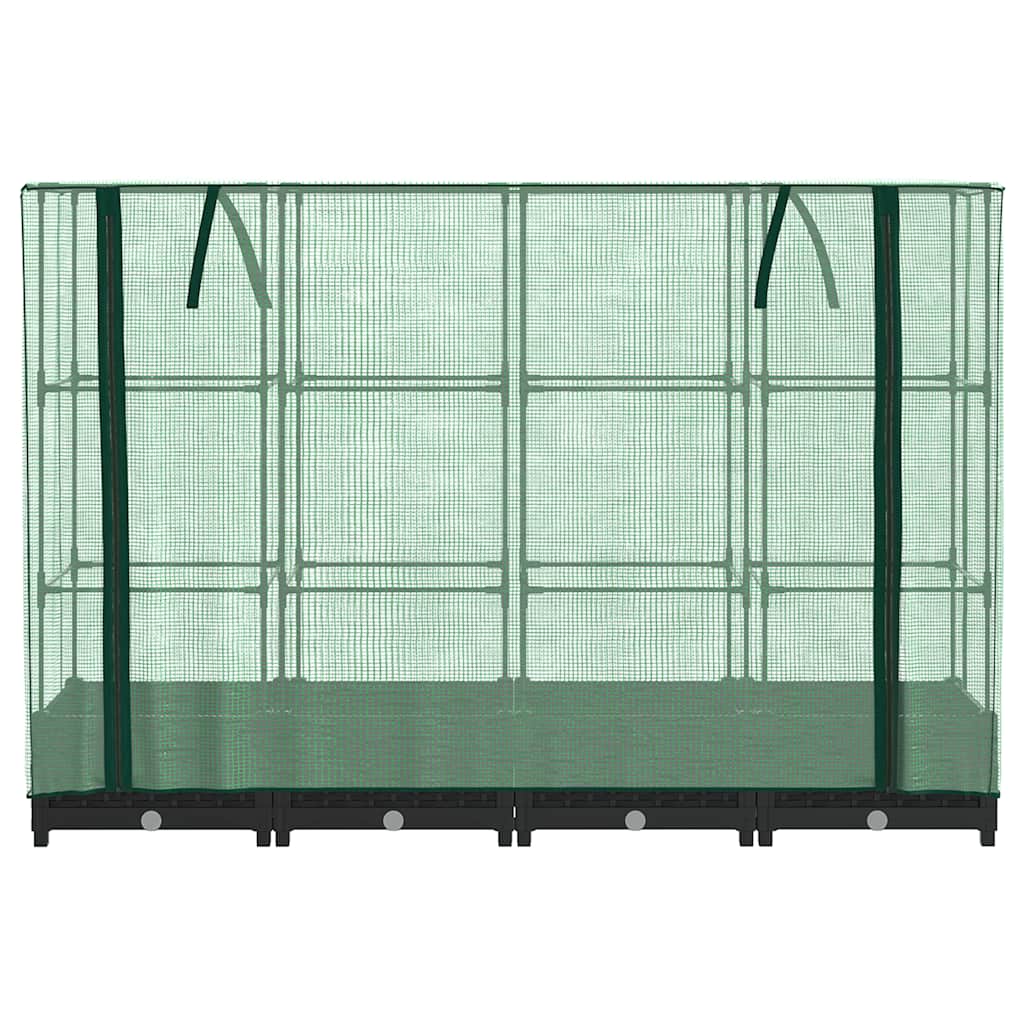 Canteiro elevado com cobertura para estufa, estilo rattan, 160x40x123 cm