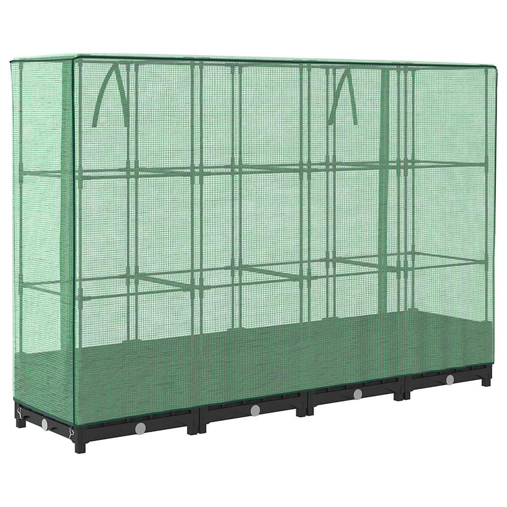Canteiro elevado com cobertura para estufa, estilo rattan, 160x40x123 cm