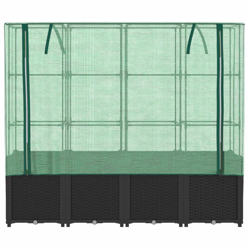 Canteiro elevado com cobertura para estufa, estilo rattan, 160x40x153 cm