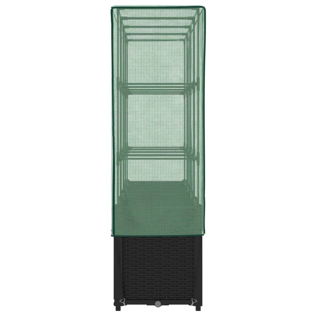 Canteiro elevado com cobertura para estufa, estilo rattan, 160x40x153 cm