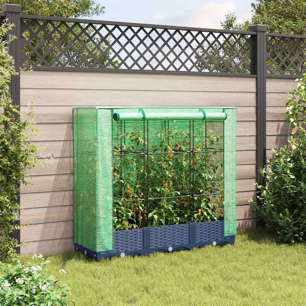 Canteiro elevado com cobertura para estufa, estilo rattan, 120x40x123 cm