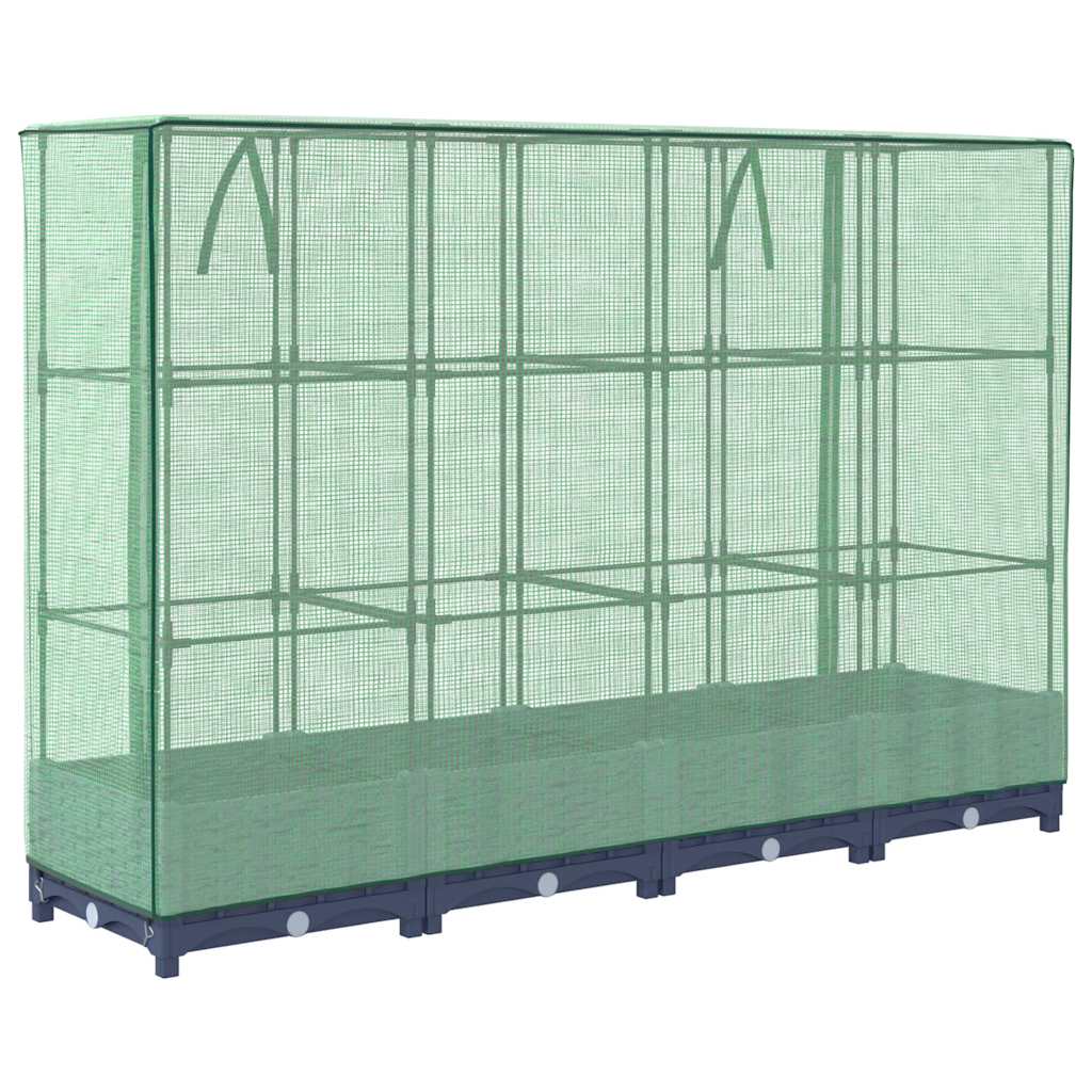 Canteiro elevado com cobertura para estufa, estilo rattan, 160x40x123 cm
