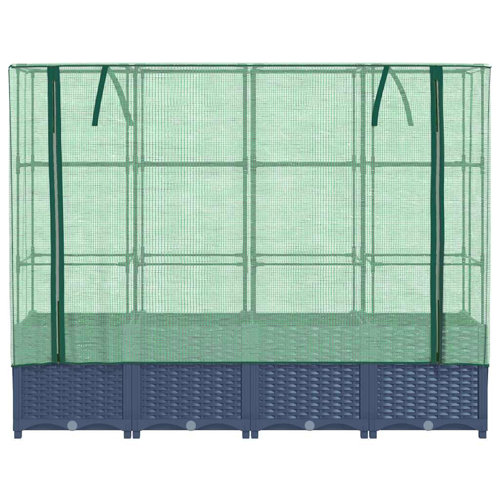 Canteiro elevado com cobertura de estufa estilo rattan 160x40x138 cm
