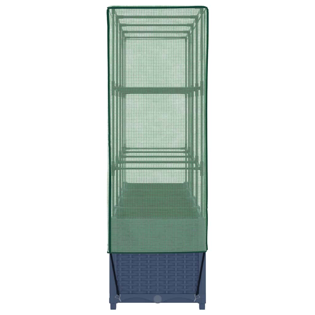 Canteiro elevado com cobertura de estufa estilo rattan 160x40x138 cm