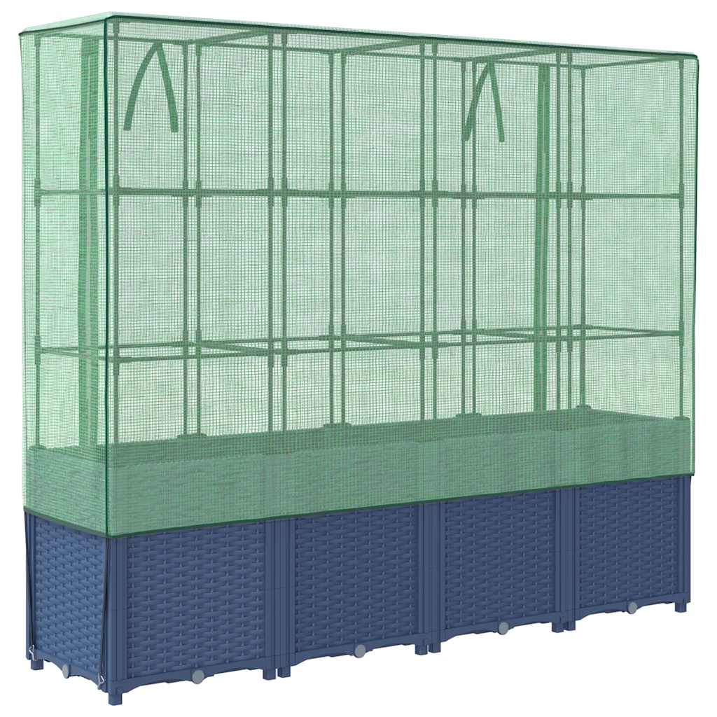 Canteiro elevado com cobertura para estufa, estilo rattan, 160x40x153 cm